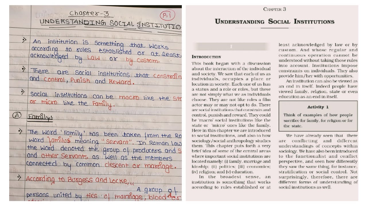 Sociology Class 11 Notes Chapter 3 Understanding Social Institutions