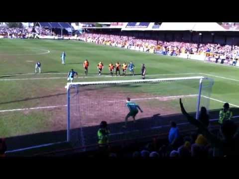 Graham Stack Penalty Save from Joel Grant. Barnet Vs Wycombe Wanderers, Last Game At Underhill