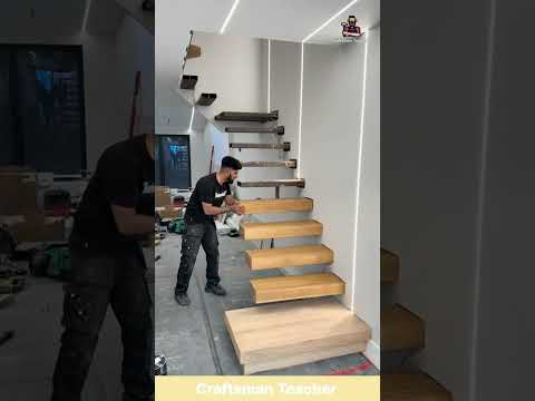 Building Floating Stairs Like a Pro! #shorts #interiordesign #craftsmanship #construction
