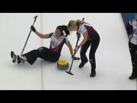 Jill Officer loses her gripper to frosty ice, slips and falls