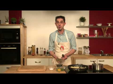 Auchan Recette - Filet de bar en crumble de chorizo, beurre d'aromates aux agrumes