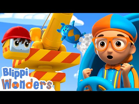 Blippi Wonders - Learn About Cranes At The Construction Site! | Blippi Cartoon | Cartoons For Kids