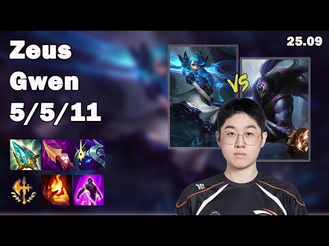🔥 Zeus Gwen Top | Korea Challenger Solo Queue | Patch 25.09 | League of Legends 🔥