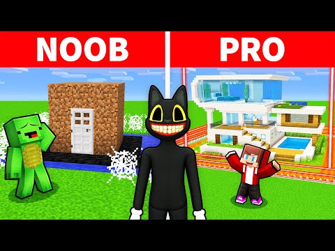 Mikey and JJ: NOOB vs PRO CARTOON CAT Safest Security House Build Challenge in Minecraft (Maizen)