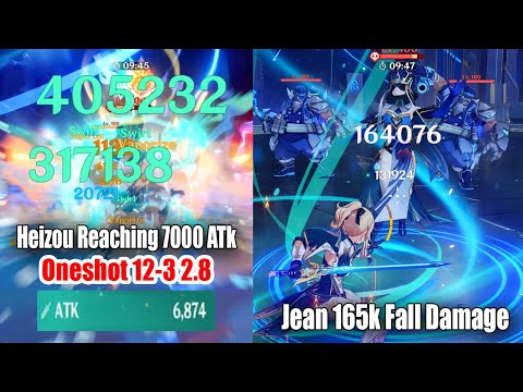 My Heizou Reaching 7000 Atk - Jean 165k Fall Damage ft Heizou Oneshot Combo 2.8 12-3