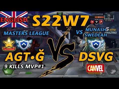 AW: AGT•Ǧ vs. DSVG | S22W7 | 9 Kills, MVP#1 | Versus Munash & Swedeah - Marvel Contest of Champions