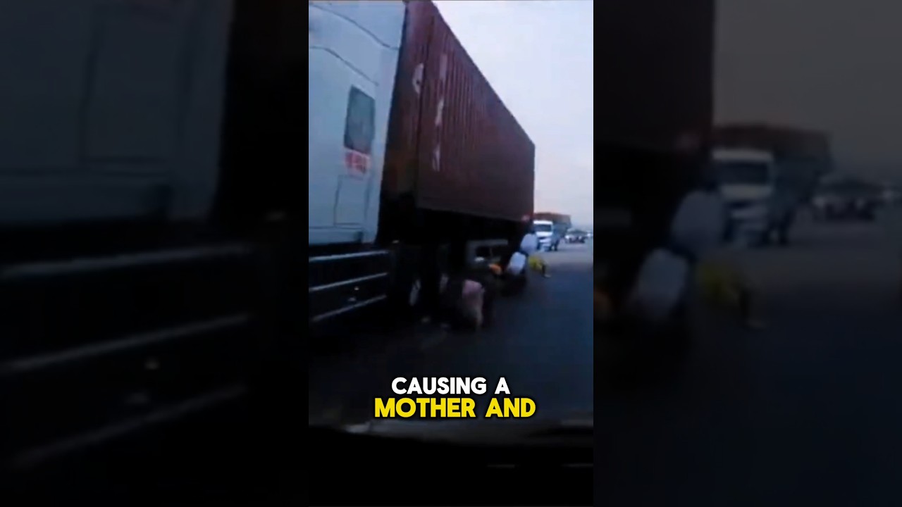 The heart-stopping moment a mother saves her child from danger on the road