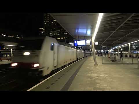Doorkomst Dubbele Traxx 186 + vtg trein met volle snelheid Utrecht Centraal