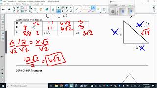 Math 3H Unit 7 Notes #1 - 7.1 Special Right Triangles