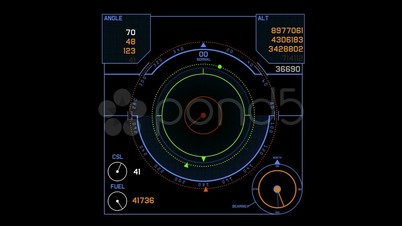Radar Gps Screen Display,computer Game Navigation Interface.. Stock Footage