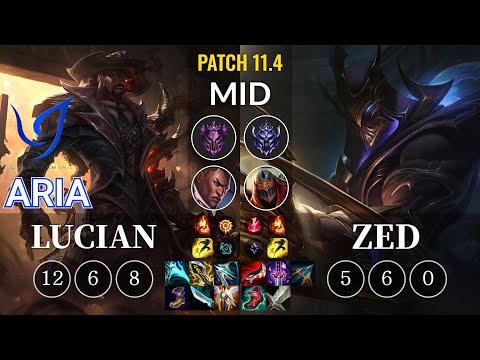 CGA Aria Lucian vs Zed Mid - KR Patch 11.4