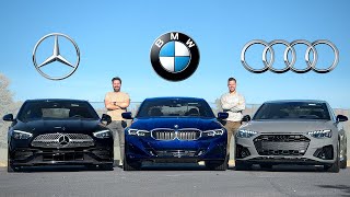[Throttle House] 2023 BMW 3 Series vs Mercedes C-Class vs Audi A4 // The $50,000 Question