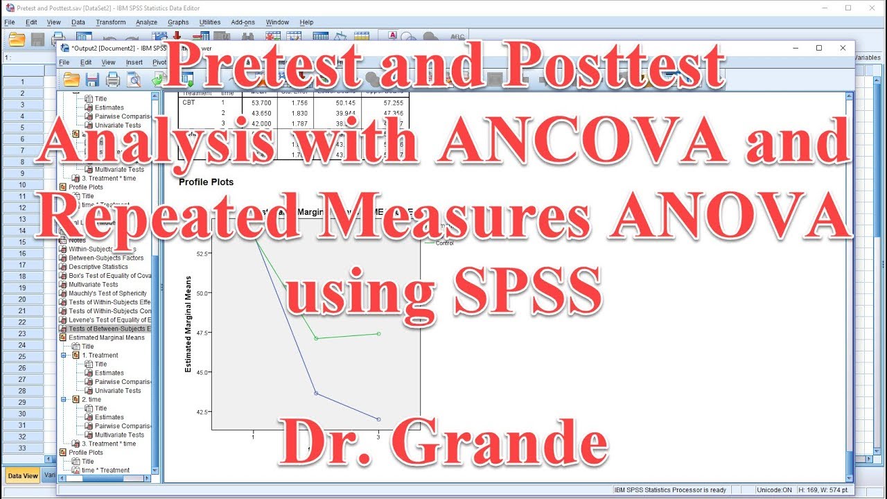 Pretest and Posttest Analysis with ANCOVA and Repeated Measures ANOVA using SPSS