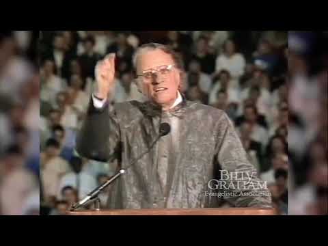 Billy Graham preaching “The Glory of the Cross” at Wembley Stadium, England 1989