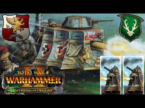 DOUBLE STEAM TANK! Empire Vs Wood Elves. Total War Warhammer 2, Multiplayer