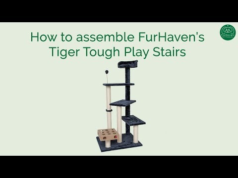 FurHaven Cat Furniture Play Stairs with Cat-IQ Busy Box - Blue Video