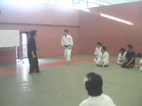 基本の追い突きを崩す稽古の説明