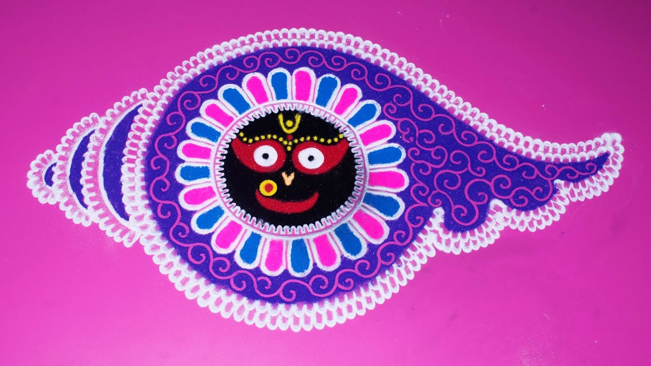 Rangoli design jagannath hindu festival by art with creativity