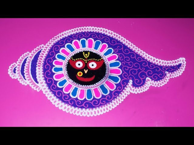 Rangoli design jagannath hindu festival by art with creativity