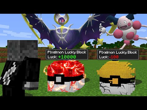 Trollei meus Amigos com Lucky Pixelmon +100 de SORTE vs -100 de AZAR e sem Pokemon no Minecraft