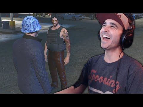 Summit1g meets Cyberpunk Keanu Reeves (Johnny Silverhand)