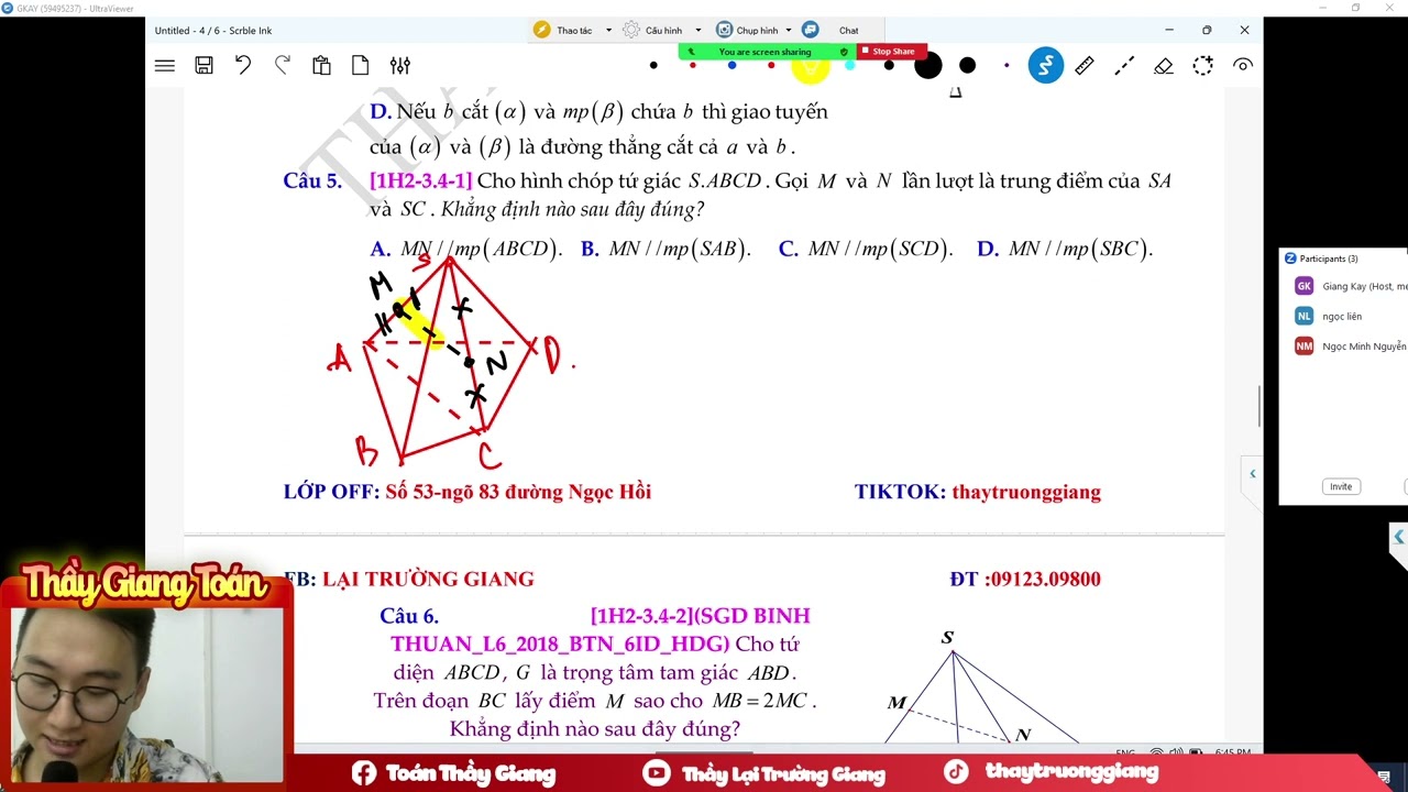 CHỨNG MINH ĐƯỜNG THẲNG SONG SONG VỚI MẶT PHẲNG - GIAO TUYẾN SONG SONG - THIẾT DIỆN SONG SONG