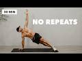 30 Min FULL BODY WORKOUT No Equipment No Repeat