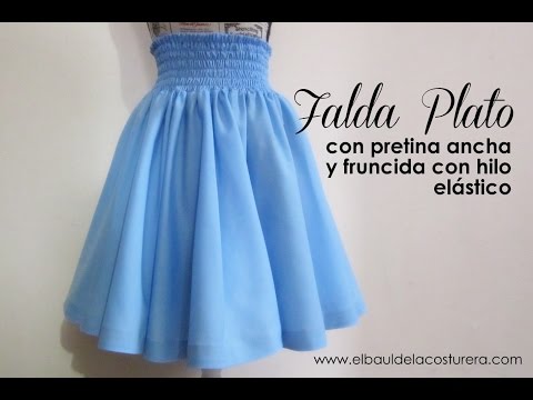 Falda Plato o Circular con pretina ancha fruncida