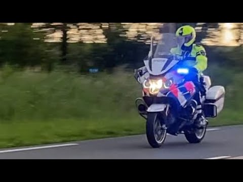 Prio 1 Politie moter met spoed naar een Ongeval met letsel op de A6 Richting Emmeloord