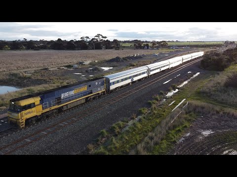 Drone Footage Of 1AM8 The Overland Hauled By NR64 Seen Here At Gheringhap (4/9/22)