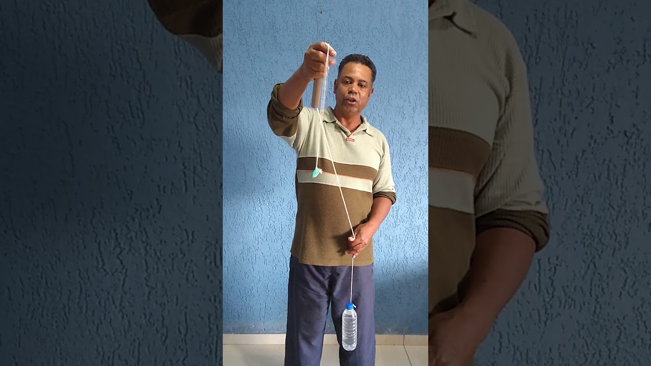 Garrafa no barbante e a segunda Lei de Newton