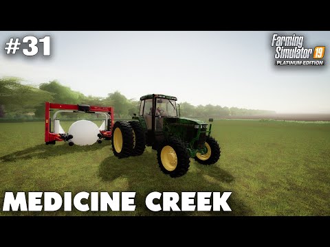 Medicine Creek #31 Wrapping Big Round Bales, Farming Simulator 19 Timelapse, Seasons