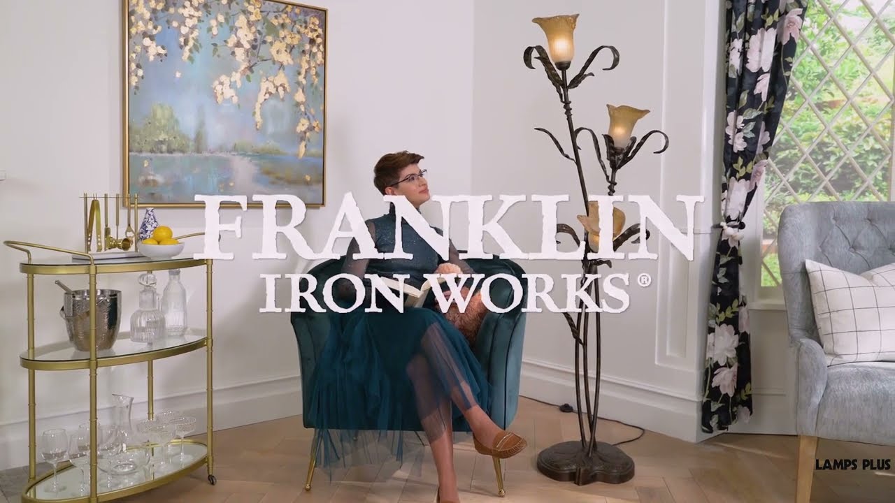 Video1 of Franklin Iron Works Lilies 68 1/4" Rustic Bronze and Gold Floor Lamp