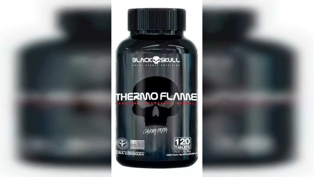 Miniatura da avaliação em vídeo de Cafeína Black Skull Thermoflame em tabletes Sem sabor - 120 unidades Preto