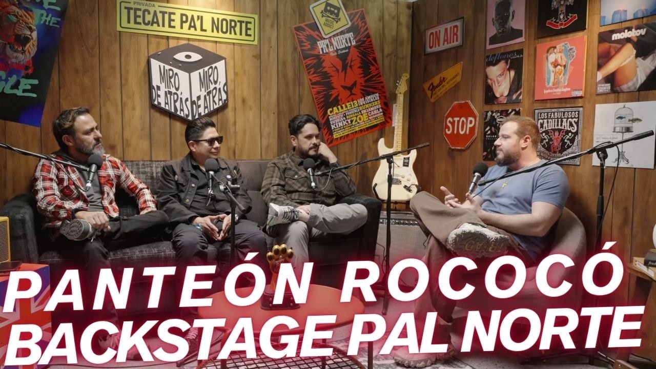 Panteón Rococó y Diego Ruzzarin en backstage de PAL NORTE.
