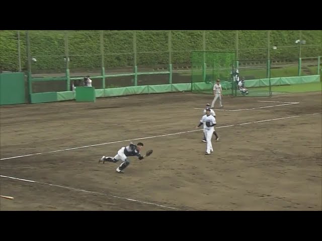 【ファーム】ライオンズ育成ルーキー・中熊 ダイビングキャッチで同点のピンチを凌ぐ!! 2020/7/16 L-G(ファーム)