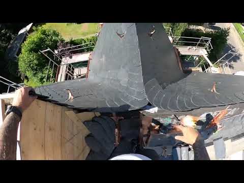 Schiefer Wangenkehle an Kamin - Live vom Schieferdach in Berlin