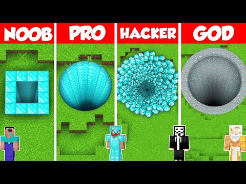 DIAMOND TUNNEL HOUSE BUILD CHALLENGE - Minecraft Battle: NOOB vs PRO vs HACKER vs GOD / Animation