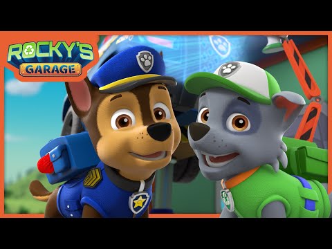 Chase's Emergency Light Goes Out! - Rocky's Garage - PAW Patrol Cartoons for Kids