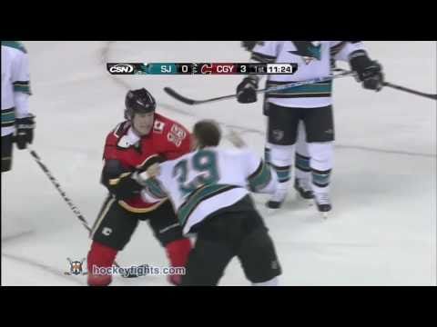 Ryane Clowe vs Tim Jackman Oct 24, 2010