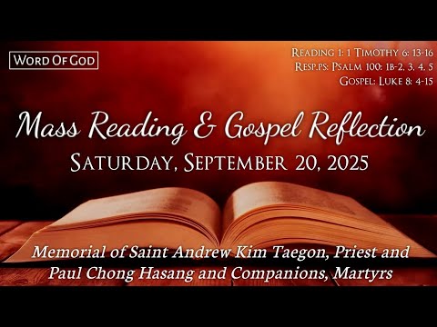 Today's Catholic Mass Readings and Gospel Reflection - Saturday, September 20, 2025