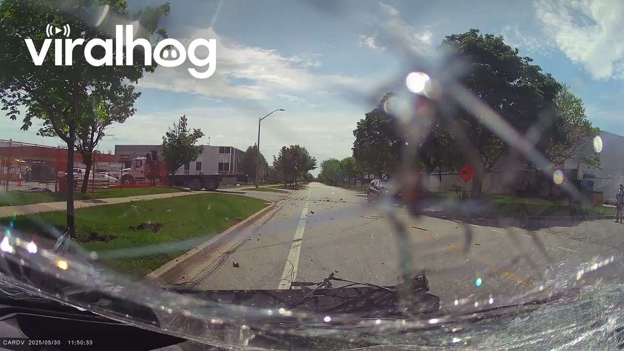 Collision With Flatbed Truck Backing Up Into Traffic || ViralHog
