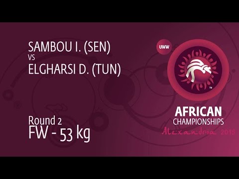 Round 2 FW - 53 kg: I. SAMBOU (SEN) df. D. ELGHARSI (TUN) by FALL, 10-0