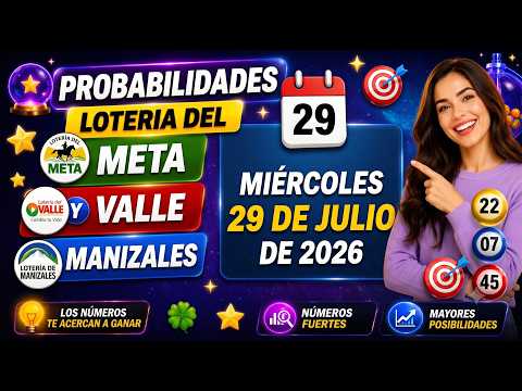 ¡GANA HOY! 🍀 Números Clave Meta, Valle y Manizales - 29 de Julio