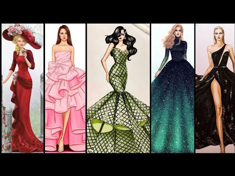 fashion design illustration idea for beginners | fashion drawing | dress design drawing easy #dress