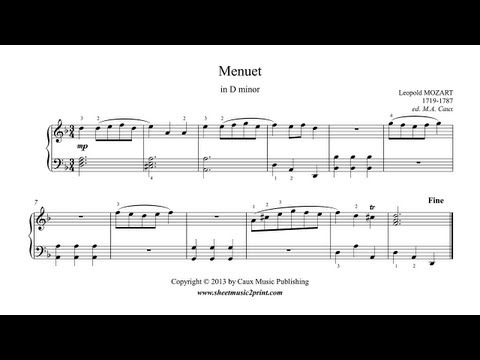Mozart, Leopold : Menuet in D minor - Notebook for Wolfgang
