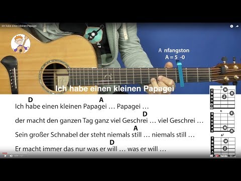 Ich habe einen kleinen Papagei (Coco) von Volker Rosin, Tanzlied mit 3 Akkorden und Text für Gitarre
