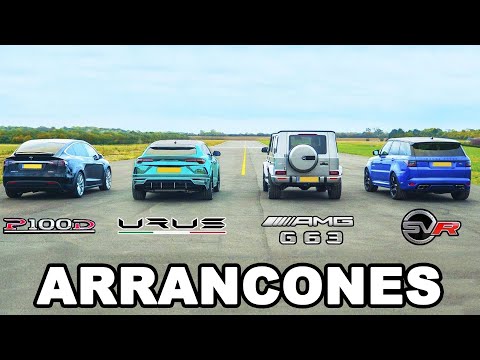 Lamborghini Urus vs Tesla Model X vs Mercedes-AMG G63 vs Range Rover Sport SVR – ARRANCONES