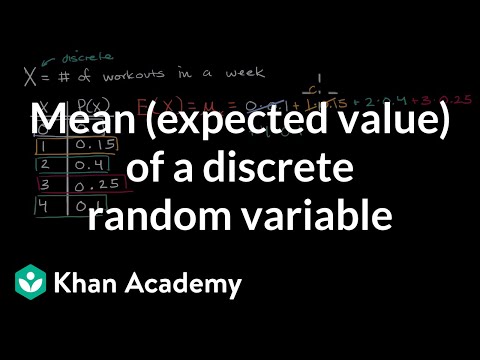 Mean Expected Value Of A Discrete Random Variable Video Khan Academy