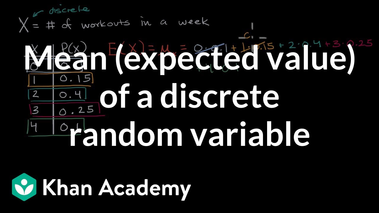 Mean (expected value) of a discrete random variable | AP Statistics | Khan Academy